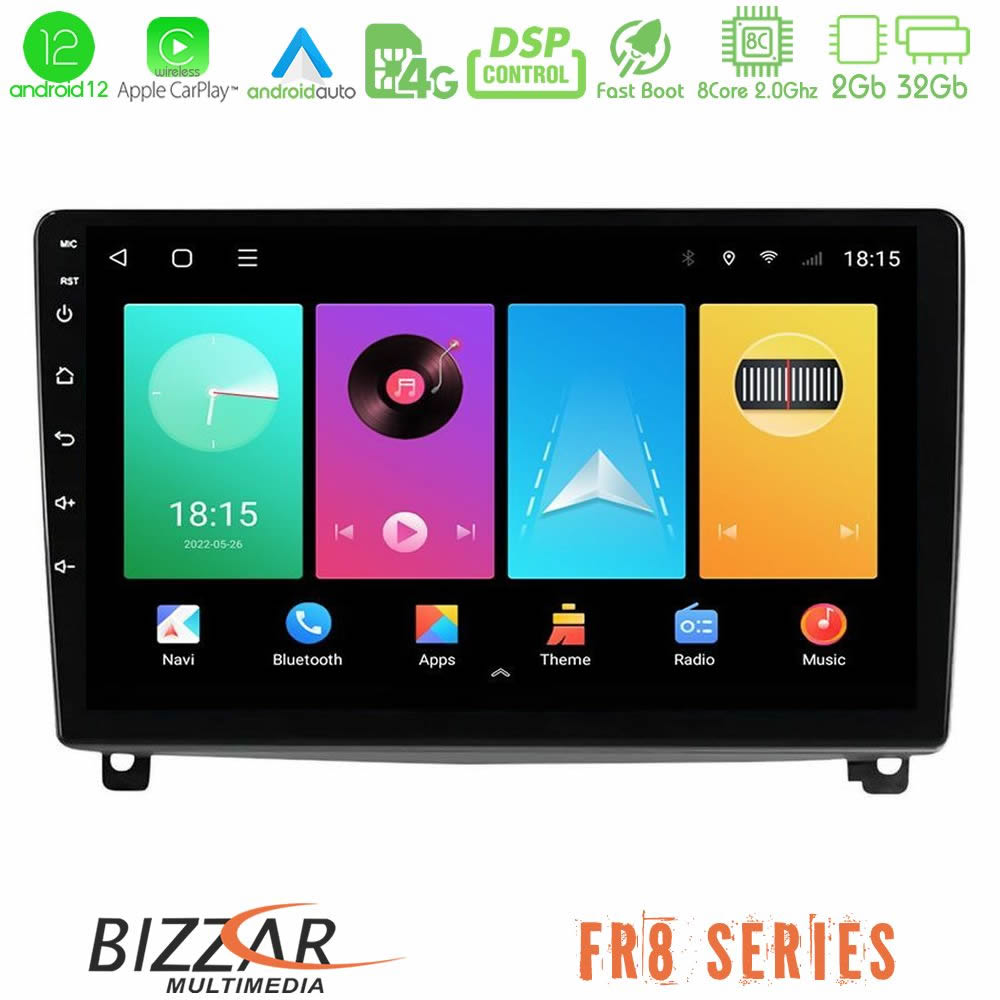 Bizzar FR8 Series Peugeot 407 8core Android12 2+32GB Navigation Multimedia Tablet 9