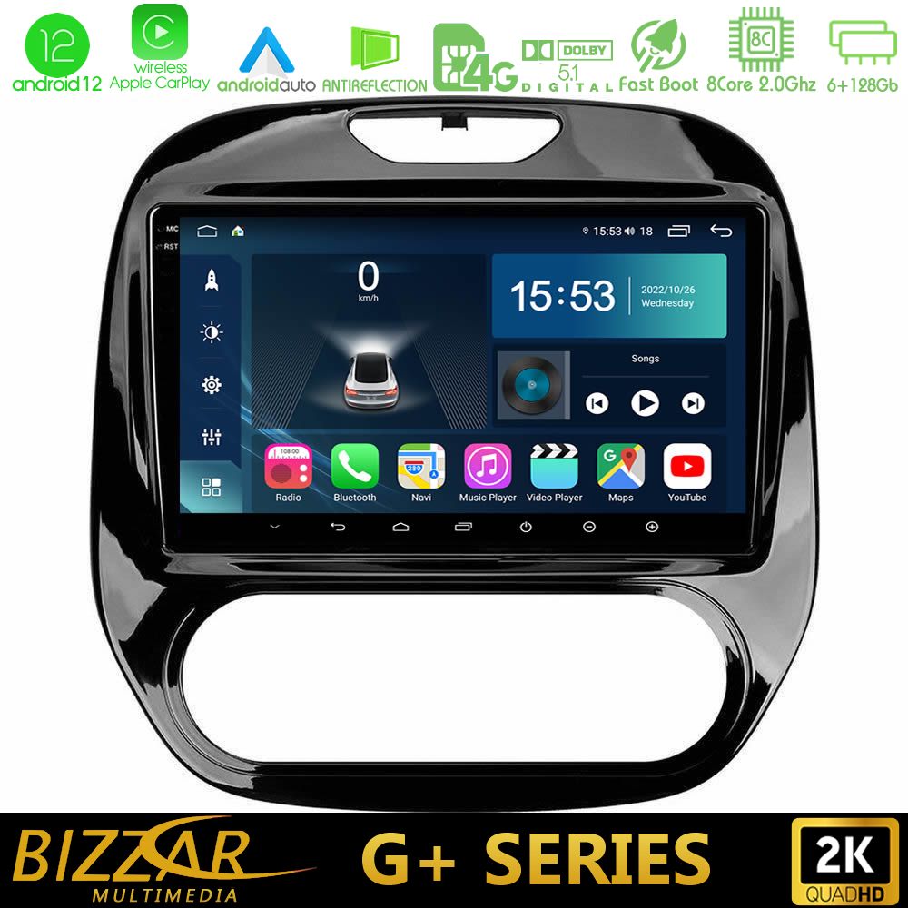 Bizzar G+ Series Renault Captur 2013-2019 (Manual AC) 8core Android12 6+128GB Navigation Multimedia Tablet 9