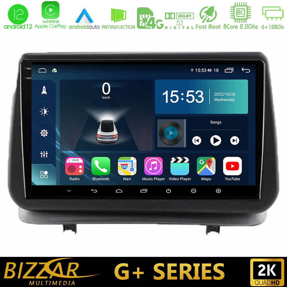 Bizzar G+ Series Renault Clio 2005-2012 8core Android12 6+128GB Navigation Multimedia Tablet 9