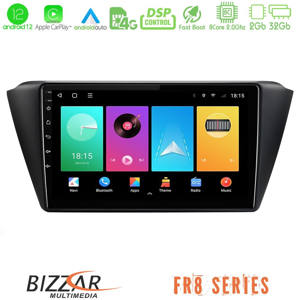 Bizzar FR8 Series Skoda Fabia 2015-2021 8core Android12 2+32GB Navigation Multimedia Tablet 9