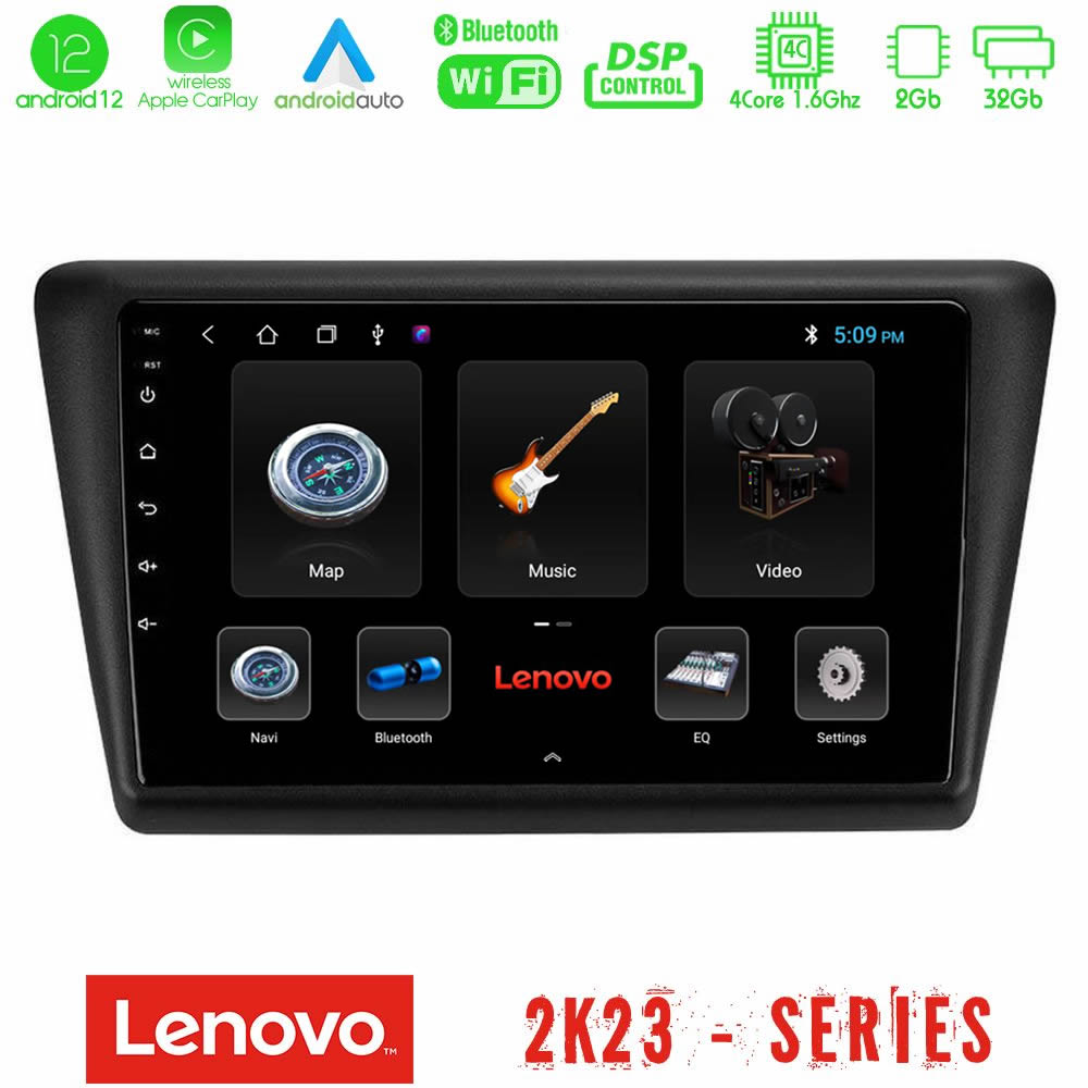 Lenovo Car Pad Skoda Rapid 2013-2017 4core Android12 2+32GB Navigation Multimedia Tablet 9