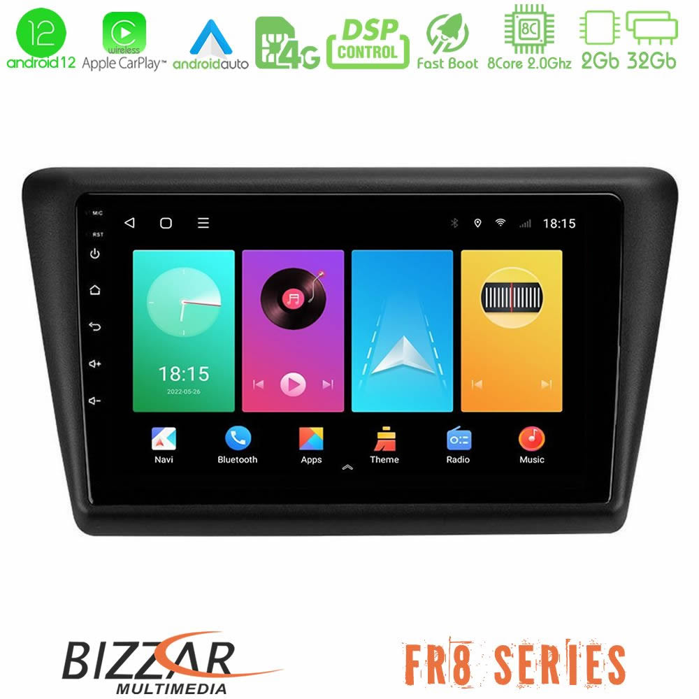 Bizzar FR8 Series Skoda Rapid 2013-2017 8core Android12 2+32GB Navigation Multimedia Tablet 9