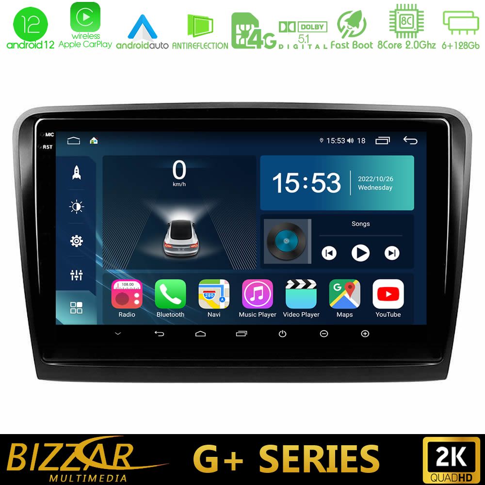 Bizzar G+ Series Skoda Superb 2008-2015 8core Android12 6+128GB Navigation Multimedia Tablet 9