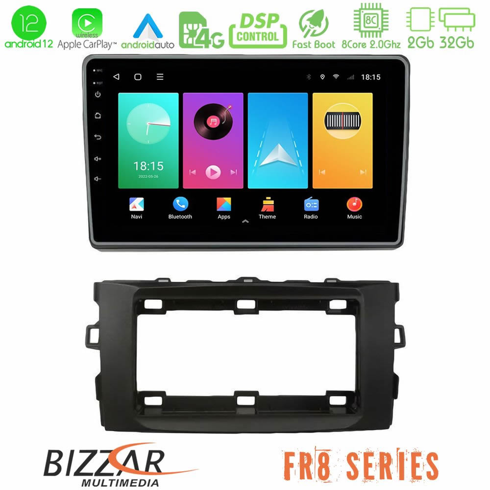 Bizzar FR8 Series Toyota Auris 2013-2016 8core Android12 2+32GB Navigation Multimedia Tablet 10