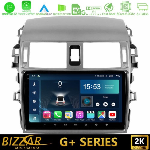 Bizzar G+ Series Toyota Corolla 2008-2010 8core Android12 6+128GB Navigation Multimedia Tablet 9