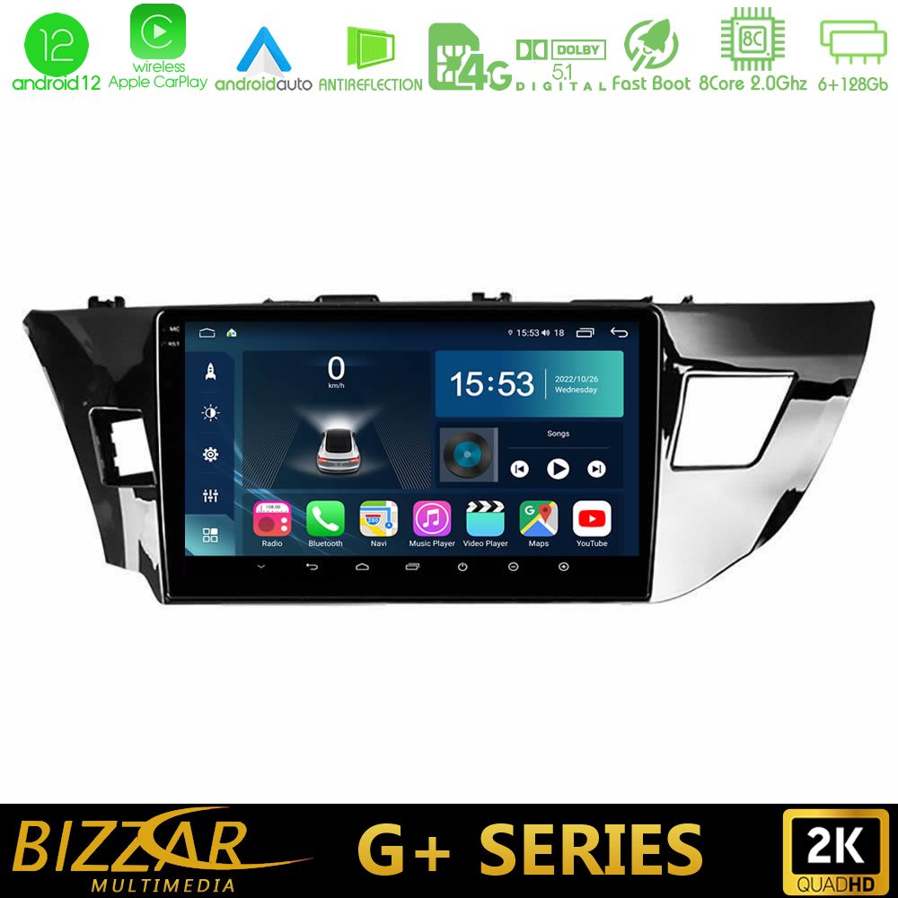 Bizzar G+ Series Toyota Corolla 2014-2016 8core Android12 6+128GB Navigation Multimedia Tablet 10