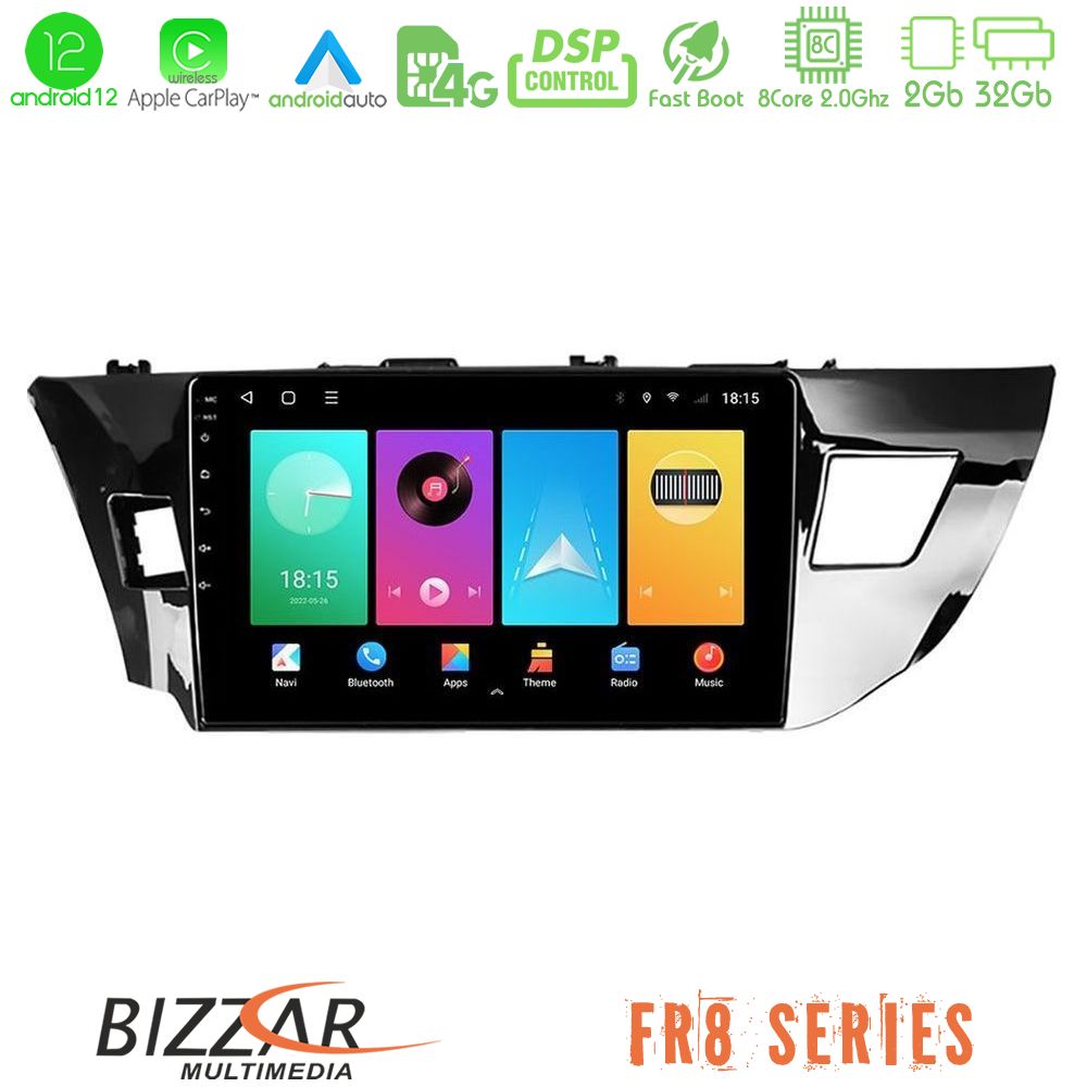 Bizzar FR8 Series Toyota Corolla 2014-2016 8core Android12 2+32GB Navigation Multimedia Tablet 10