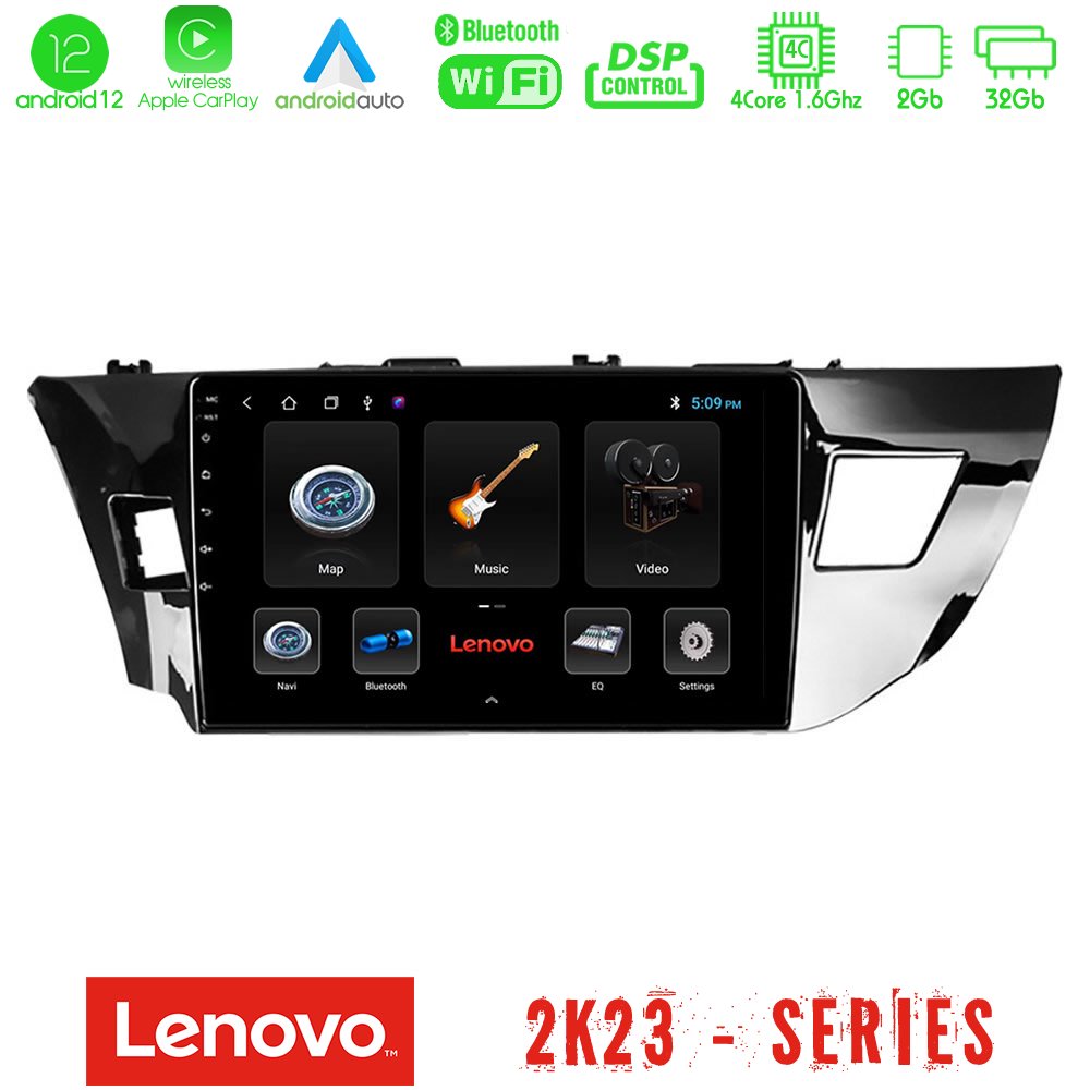 Lenovo Car Pad Toyota Corolla 2014-2016 4Core Android12 2+32GB Navigation Multimedia Tablet 10