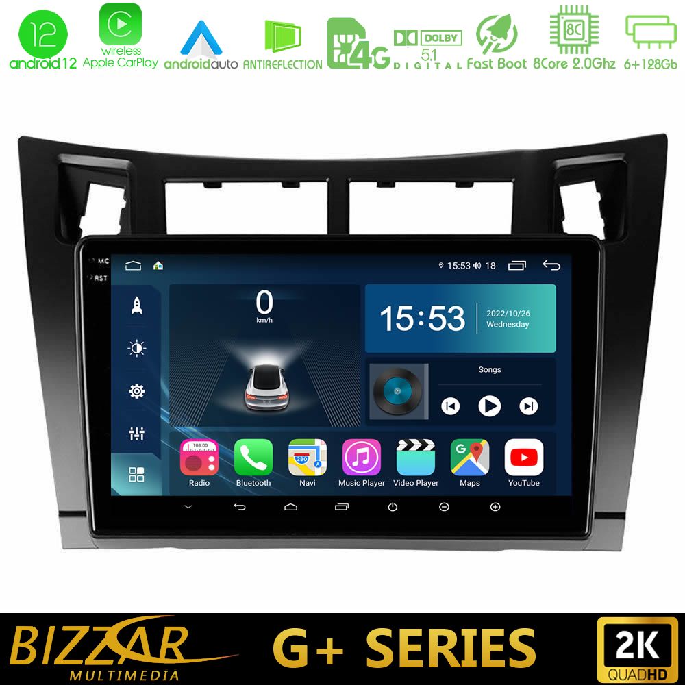 Bizzar G+ Series Toyota Yaris 8core Android12 6+128GB Navigation Multimedia Tablet 9