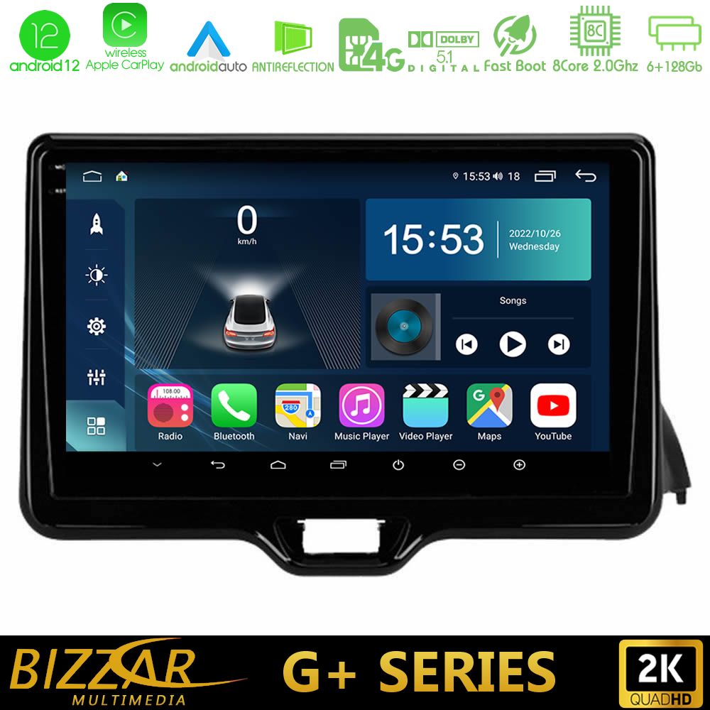 Bizzar G+ Series Toyota Yaris 2020-&gt; 8Core Android12 6+128GB Navigation Multimedia Tablet 9