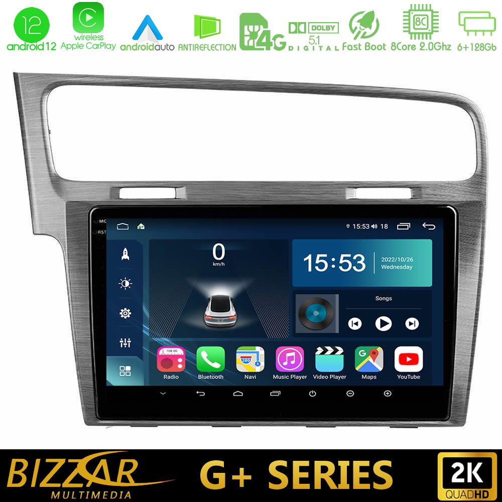 Bizzar G+ Series VW GOLF 7 8core Android12 6+128GB Navigation Multimedia Tablet 10