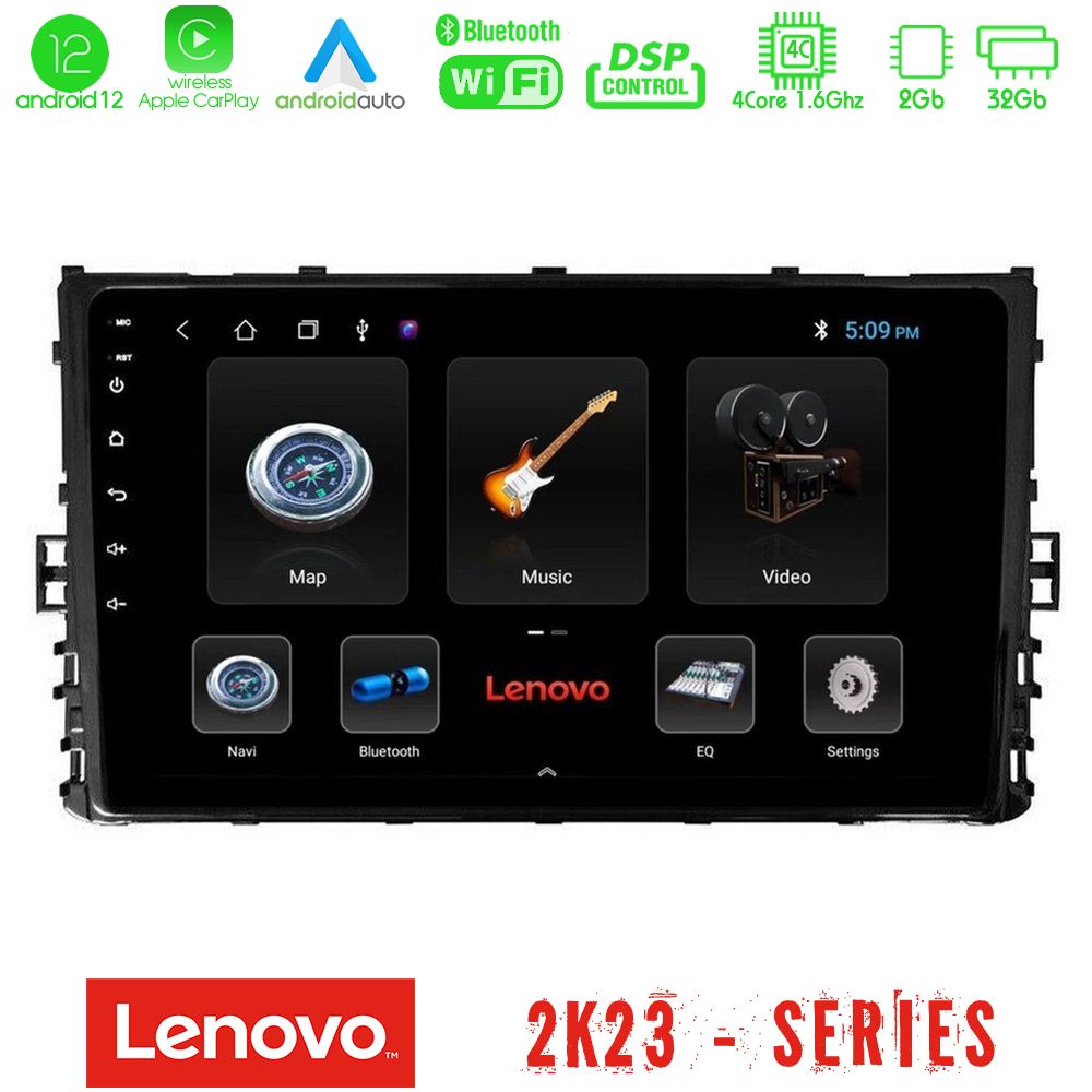 Lenovo Car Pad VW MQB 2017-&gt; 4Core Android12 2+32GB Navigation Multimedia 9