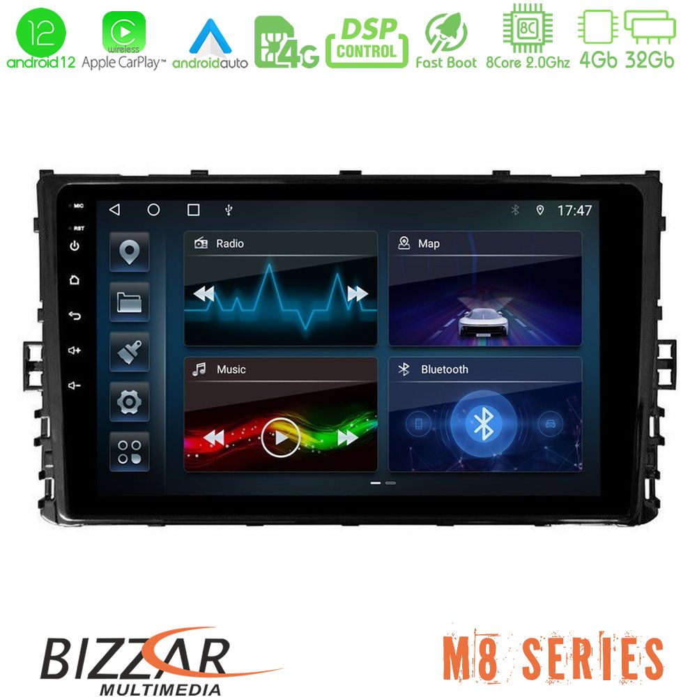 Bizzar M8 Series VW MQB 2017-&gt; 8core Android12 4+32GB Navigation Multimedia 9