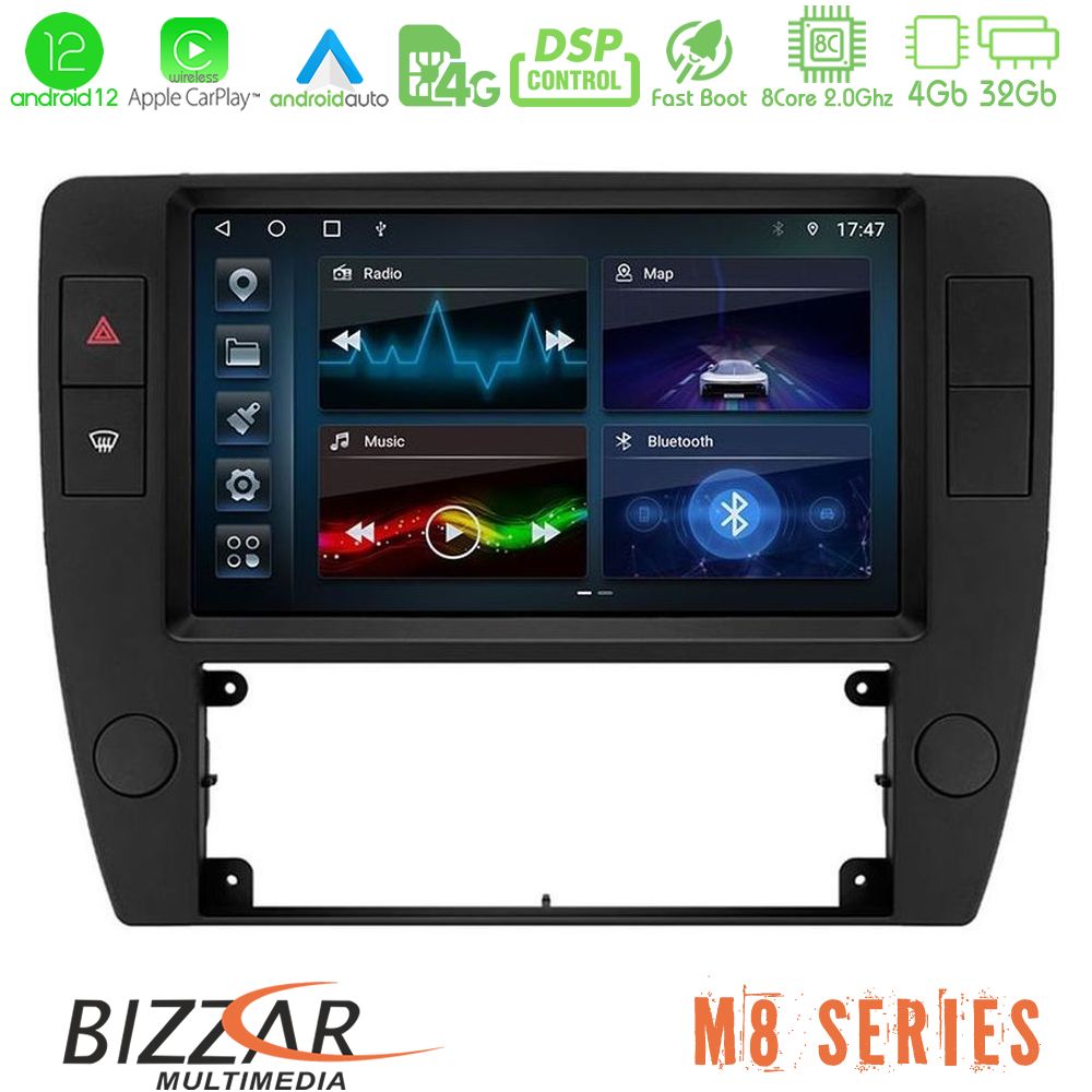 Bizzar M8 VW Passat B5 2001-2005 8core Android12 4+32GB Navigation Multimedia Tablet 9