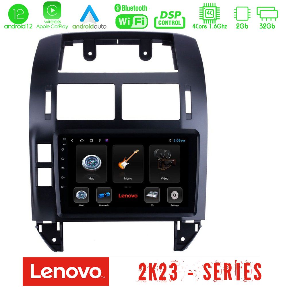 Lenovo Car Pad VW Polo 2002-2009 4Core Android12 2+32GB Navigation Multimedia 9