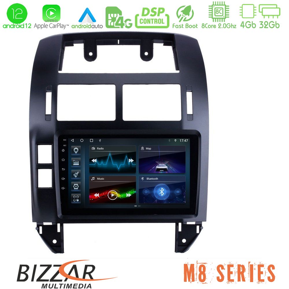 Bizzar M8 Series VW Polo 2002-2009 8core Android12 4+32GB Navigation Multimedia 9