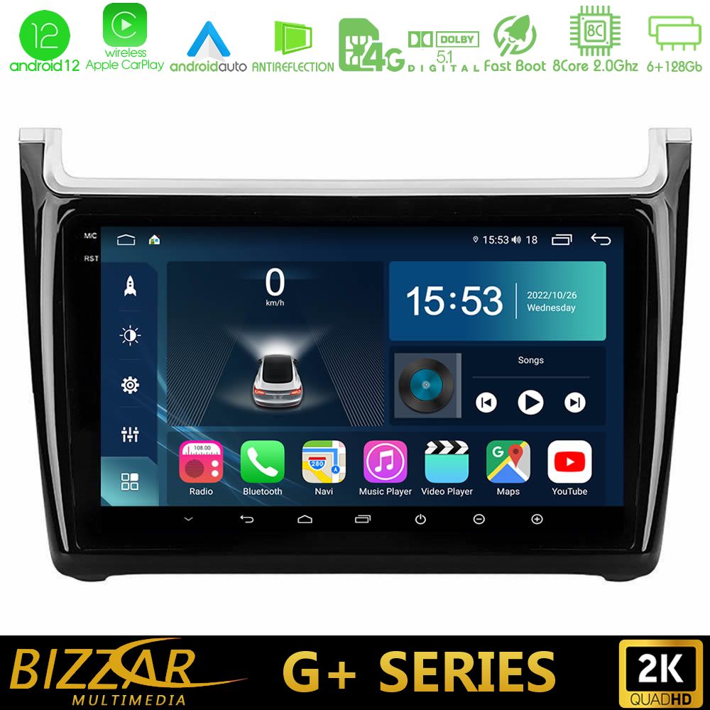 Bizzar G+ Series Vw Polo 8core Android12 6+128GB Navigation Multimedia Tablet 9