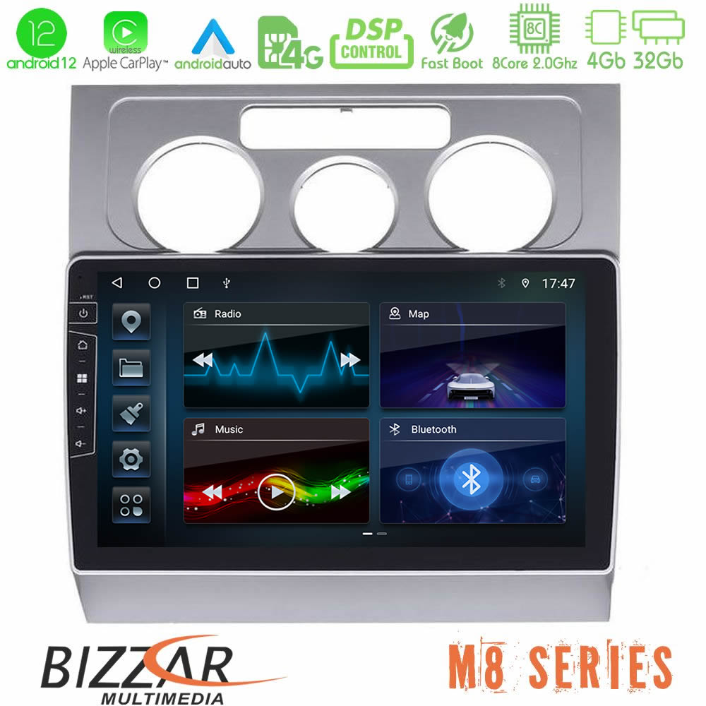 Bizzar M8 Series VW Touran 2003-2011 8Core Android12 4+32GB Navigation Multimedia Tablet 10