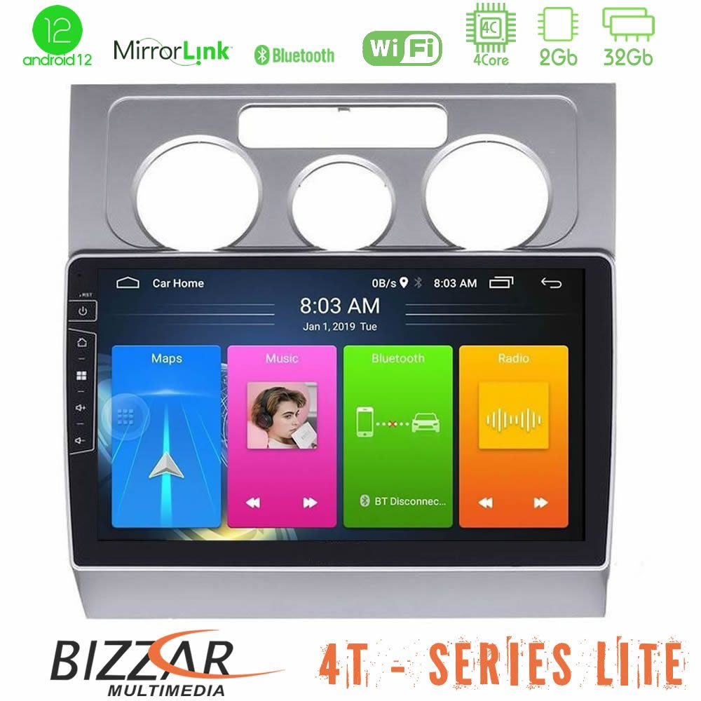 Bizzar 4T Series VW Touran 2003-2011 4core Android12 2+32GB Navigation Multimedia Tablet 10