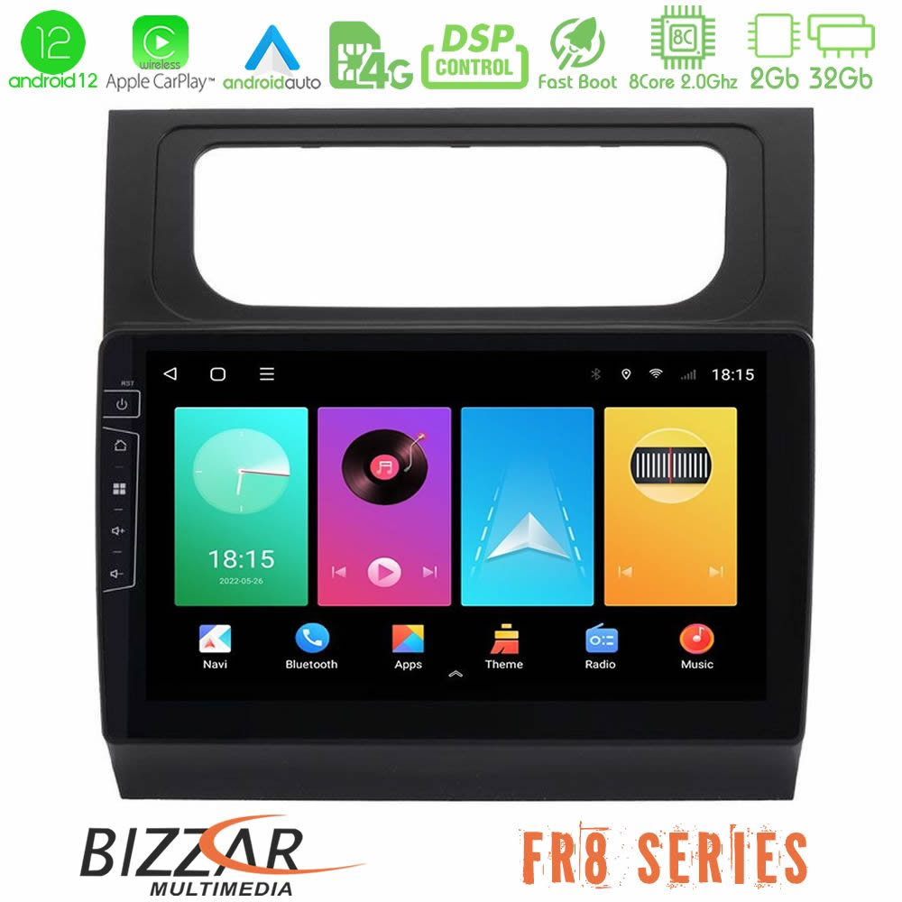 Bizzar FR8 Series VW Touran 2011-2015 8Core Android12 2+32GB Navigation Multimedia Tablet 10